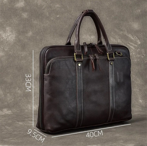 Sac à main en cuir pour homme, mallette de voyage et d'affaires, sacoche pour ordinateur de bureau 15 pouces, sacoche pour ordinateur portable en cuir de grande capacité - Product Image 4