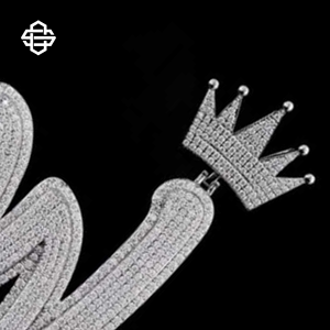 Personalizado W letra colgante Hiphop Moissanite Iced Out Crown Charm Bling collar hombres moda rapero joyería regalo - Product Image 4