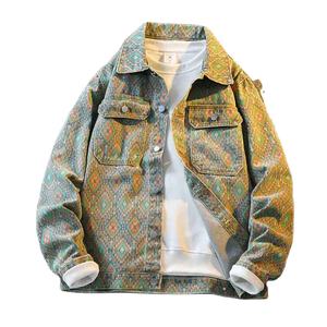 Chaqueta vaquera de hombre con estampado floral de cachemira, estilo urbano, color oscuro, ecológica, informal, para invierno - Product Image 1