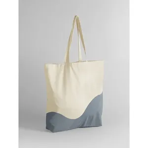 Bolsa de Compras de Algodón Orgánico con Estampado de Ondas, Bolsa de Compras Sostenible - Product Image 6