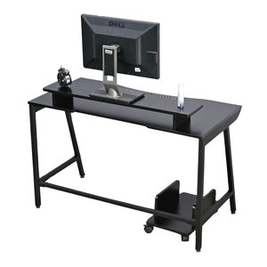 Escritorio para Juegos con Superficie de Carbono, Diseño Moderno, Patas de Madera de Caucho y Hierro, Ensamblado GD68035 - Product Image 1