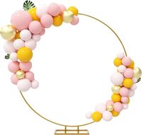 Kit de cadre en arc de ballon rond pour décoration de toile de fond de mariage, bague fleur, fête (or) 7.2 "W x 9.2" H pouces