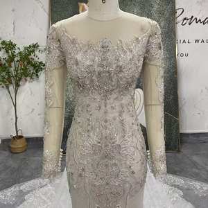 Jancember LSSG153 Vestido de Novia de Lujo con Lentejuelas, Estilo Sirena, con Apliques de Cuentas, Corte Trompeta, con Brillo, para Boda/Catédrala - Product Image 4