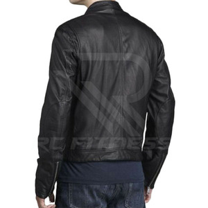 custom skinny vintage streetwear leather bone embroidery <b>pockets</b> bomber <b>jacket</b> men - Product Image 4