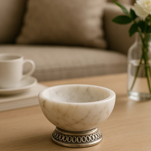 Petit bol en marbre de luxe avec base en métal élégant décor à la maison présentoir de bonbons aux fruits meilleure vente en gros best-seller - Product Image 3