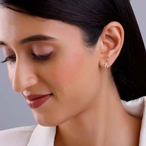 14K <b>Gold</b> Entangled Diamond Stud <b>Earrings</b> Vintage Style Rose <b>Gold</b> Yellow <b>Gold</b> Plated <b>Heart</b> Flower Shaped Zircon for Engagement - Product Image 4