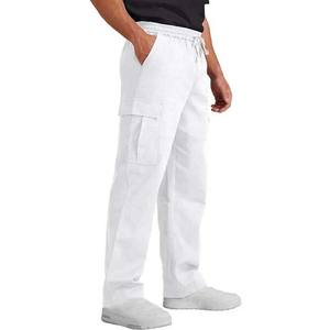 Custom High Quality <b>Men's</b> Sportswear <b>White</b> Jogger Cargo Pants 85% Cotton 35% Polyester New Arrival Plus Size - Product Image 3