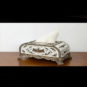 กล่องกระดาษทิชชูทรงสี่เหลี่ยมสีบรอนซ์ที่หรูหราพร้อมลวดลายเรขาคณิตที่มีพื้นผิว มีจำหน่ายในราคาขายส่งในตอนส่งมอบสินค้า - Product Image 5