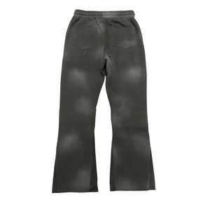 Pantalon en molleton évasé de lavage à l'acide de haute qualité pantalon de survêtement évasé à jambe large avec logo de broderie en chenille - Product Image 2