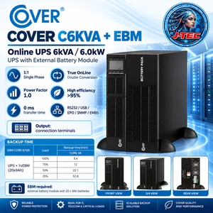 UPS Monofásico C6KVA SAI ONLINE 6000VA / 6000W para Rack/Torre con Banco de Baterías Externo Incluido - Product Image 1