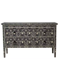Console d'incrustation d'os Coffre à tiroir en incrustation d'os Plateau de table en incrustation d'os multicolore floral par artisanat en croissant