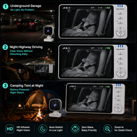 Moniteur bébé pour voiture avec écran HD 5 pouces, signal numérique stable, caméra arrière rotative à 360°, batterie résistante aux hautes températures