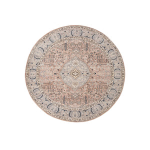 Alfombra de Lana Anudada a Mano Someplace in Time, Patrón de Medallón Rojo y Naranja EA-3006 para Uso Doméstico - Product Image 1