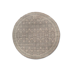 พรมขนสัตว์ถักมือ Erbe สีเทาและสีดำ ลายเหรียญ  แบบทอเรียบ สำหรับใช้ในบ้าน สำหรับห้องนั่งเล่น พรมจาอีปุร์ ZA - Product Image 1