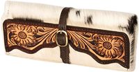 Western Tooled Jewelry Case Classic Country Western Bijoux en cuir véritable Travel Purse Jewelry Display Showcase