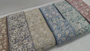 Ribete de Encaje de Poliéster 100% con Lentejuelas y Bordado Floral Ecológico de Lujo para Vestidos de Novia, Accesorios de Costura DIY - Product Image 5