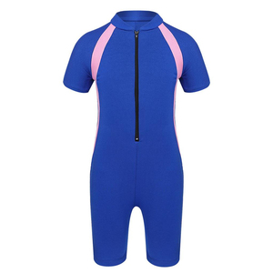 Unisex Kids Swimsuit Zippered Shorty Wetsuit with Short Sleeves Bathing Suit with Front Logo for Girls and Boys Haus Industries - Product Image 6