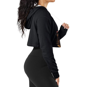 Nouveau style dernier sweat à capuche pour femmes sweat à capuche court en coton polyester survêtement logo personnalisé haut court sweats à capuche - Product Image 6