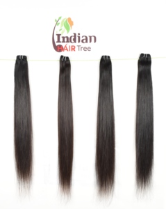 Extensiones de Cabello Humano Indio Virgen Natural sin Procesar, Color Castaño Natural, Mechones Lisos, Trama Doble a Máquina, Cutícula Alineada - Product Image 5