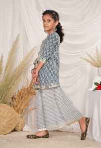 Niñas niños Kurta Sharara traje Lehenga con Gota tela de encaje algodón Cambric vestido étnico boda cumpleaños fiesta vestido 2025 - Product Image 5