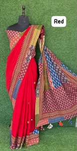 Saree indio y paquistaní de algodón puro con hermosos retazos y borlas hechas a mano Tela Choli gratis incluida - Product Image 4