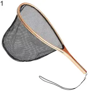Guadino per pesca a mosca con telaio in legno rete per pesci con rete in gomma morbida per la cattura e il rilascio della trota regali per papà
