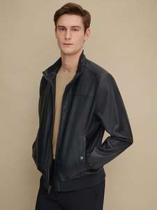 Chaquetas informales de cuero genuino para hombre, chaqueta de moda de cuero marrón desgastado, 100% - Product Image 3