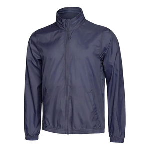 Vente chaude Bleu Marine Coupe-Vent Survêtements Élégant Col Montant Deux Pièces Ensembles Avec Logo Personnalisé Coupe-Vent Costumes - Product Image 4