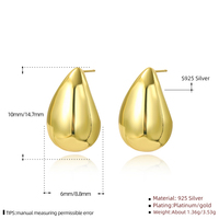 EH1591 à la mode plaque couleur or grosse goutte d'eau Dupes boucles d'oreilles pour femmes personnalité brillant larme boucles d'oreilles bijoux cadeau