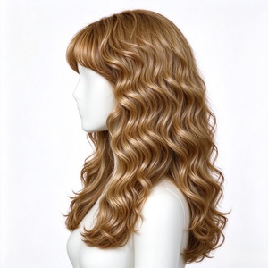 วิกผมสังเคราะห์สีน้ำตาลทองน้ำผึ้ง ลอนยาว พร้อมหน้าม้าสไตล์ฝรั่งเศส - Product Image 6