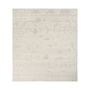 พรมขนสัตว์สีงาช้าง Manifest Ivory Wool Rugs รุ่น AIWL-1011 ทอมือลายสี่เหลี่ยมจัตุรัส สำหรับใช้ในบ้าน ห้องรับประทานอาหาร ห้องนอน ห้องครัว และกลางแจ้ง - Product Image 1