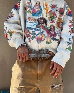 2025 américain Streetwear à la mode marque mode Anime imprimer sweat à capuche surdimensionné Y2k homme Hoodi décontracté ample fermeture éclair sweat - Product Image 6