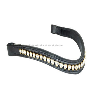 Correa de cuero genuino para cejas de caballo, banda suave acolchada de cuero brillante y cristal para cejas de caballo en todos los tamaños personalizados - Product Image 4