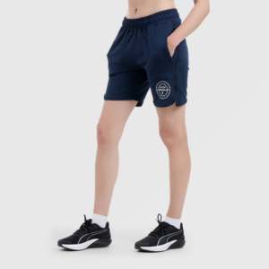 Shorts Cortos Azules para Mujer, Modelo No Limit, con Decoración de Lentejuelas Bordadas, Cierre con Cordón Ajustable, Corte Holgado, en Poliéster y Elastano - Product Image 3