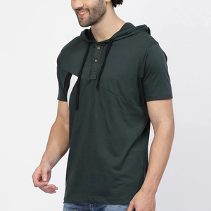 Vente en gros de t-shirt à capuche pour hommes faits sur mesure en coton respirant léger tissu doux vêtements de mode décontractés avec impression de logo - Product Image 5