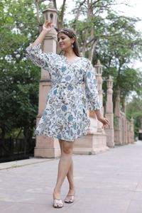 Vestido Floral con estampado de algodón con bloque de mano indio, ropa de fiesta de verano para mujer, estilo bohemio, vestido de regalo de novia personalizado a la venta - Product Image 2