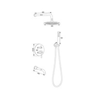 Ensemble de douche encastré en acier inoxydable avec pommeau de pluie et douchette à main pour salle de bain moderne