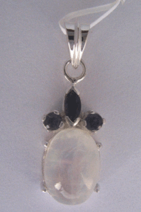 Colgante de Plata de Ley 925 Hecho a Mano con Gemas Shah para Mujer, Piedra Lunar Arcoíris Natural, Espinela Negra, Dijes con Patrón de Números en Oro Rosa - Product Image 1