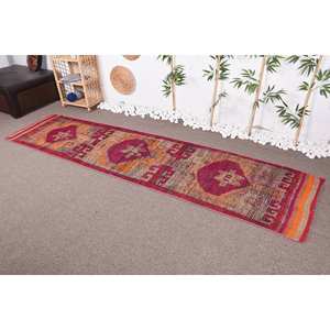 Vintage Bohemian Red Orange Turkish <b>Rug</b> 9x12 Rectangle Patchwork Design Wool Material Latex Backing for Entryway <b>Bedside</b> New - Product Image 1