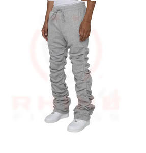 Pantalones de chándal acampanados personalizados para hombre, pantalones apilados de cuero de felpa francesa de alta calidad, pantalones de tela no tejida informales - Product Image 3