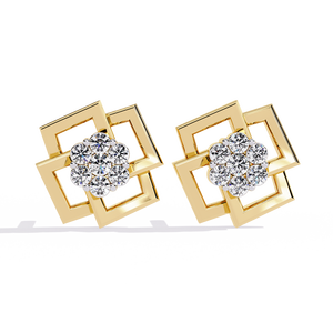 Pendientes de Diamantes Cultivados en Laboratorio de Oro de 18K Brillantes con Certificación IGI, Redondos, de Color Fantasía, Estilo Lujoso - Product Image 1