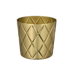 Maison Salon Intérieur Extérieur Décoratif Maison Balcon Jardin Feuille Gaufré Design Or Métal Jardinière - Product Image 4