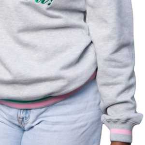 <b>Grey</b> XAKA Mastered It <b>Sweatshirt</b> Unisex Casual Fleece Pullover with Pink and Green Lettering, Comfortable & Everyday Greek Wears - Product Image 6