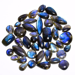 Piedras Preciosas Naturales de Labradorita Cabujón, Gemas Sueltas de Formas Mixtas con Destello Azul Iridiscente, Pulido Liso, de la Tercera Parte de Rajasthan - Product Image 2