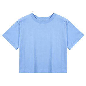 Logo personnalisé recadrée col rond coton Spandex doux Gym haut de course avec impression à la mode Crop T-Shirt pour les femmes - Product Image 3