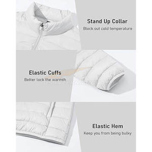 Chaqueta acolchada ligera transpirable para hombre, abrigo de invierno repelente al agua a prueba de viento aislado, bolsillos laterales con cuello levantado - Product Image 6