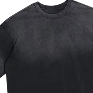 เสื้อยืดผ้าฝ้ายฟอกสีดำโอเวอร์ไซส์สำหรับผู้ชายเสื้อยืดโลโก้ตามสั่งผู้ผลิตโรงงาน - Product Image 3