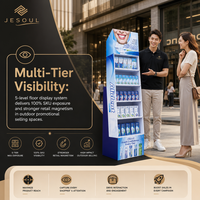 Présentoir en carton ondulé à 3 niveaux, présentoir de sol POP, support publicitaire pour la vente au détail, montage facile, portable
