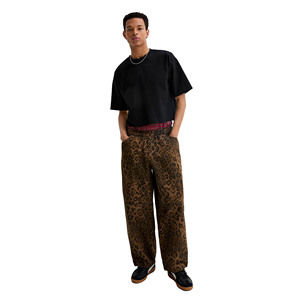 Customized <b>Men's</b> Mid Waist Lightweight Casual Baggy Straight Wide Leg 100% Cotton Sweatpants Loose Fit USA <b>Camo</b> Print Style - Product Image 1