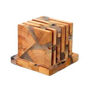 Dessous de verre à thé en bois naturel en résine époxy Tapis et tampons de qualité supérieure Vaisselle de cuisine Sous-verres à thé de table au meilleur prix - Product Image 5